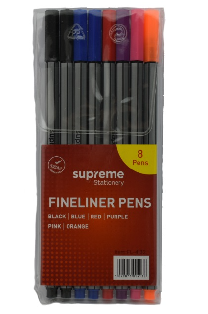 Fineliner Pens 8 Pack
