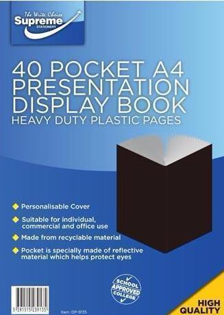 A4 Presentation Display Book 40 Pocket Supreme