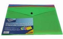 A4 Button Wallet Neon 4 Pack