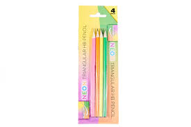Pencil Triangular HB Neon 4 Pack Supreme